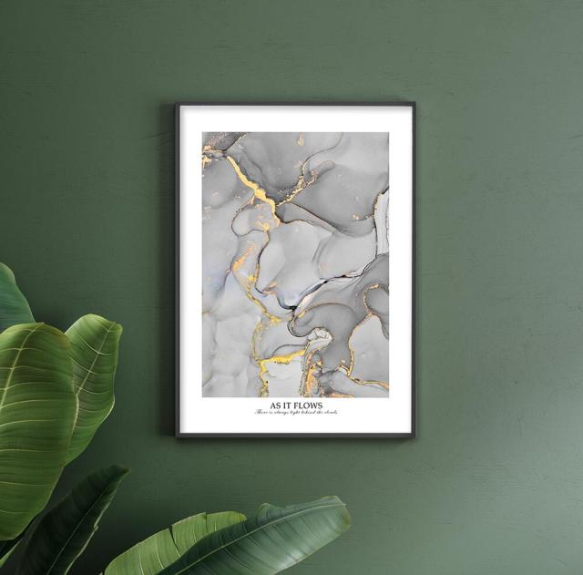 アートポスター A4 余白バランスが良い感じ As it flowsA4 A3 北欧 モダン 絵 ナチュラル 大理石 GRAY 送料無料-3
