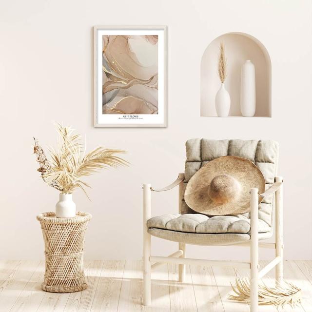 アートポスター A4 余白バランスが良い感じ As it flowsA4 A3 北欧 モダン スモーキー クールトーン ベージュ 送料無料-4