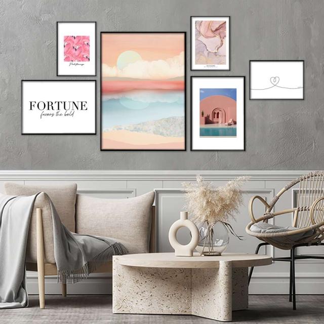 アートポスター A3 余白バランスが良い感じ As it flows北欧 モダン スモーキー クールトーン ピンク 送料無料-10