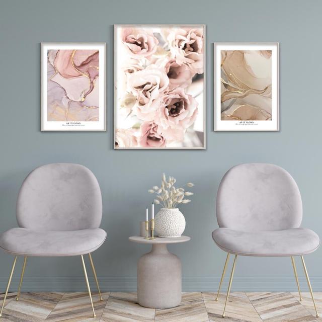 アートポスター A3 余白バランスが良い感じ As it flows北欧 モダン スモーキー クールトーン ピンク 送料無料-11
