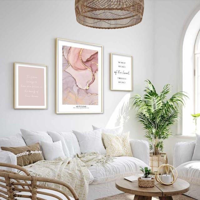 アートポスター A3 余白バランスが良い感じ As it flows北欧 モダン スモーキー クールトーン ピンク 送料無料-14