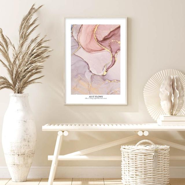 アートポスター A3 余白バランスが良い感じ As it flows北欧 モダン スモーキー クールトーン ピンク 送料無料-3