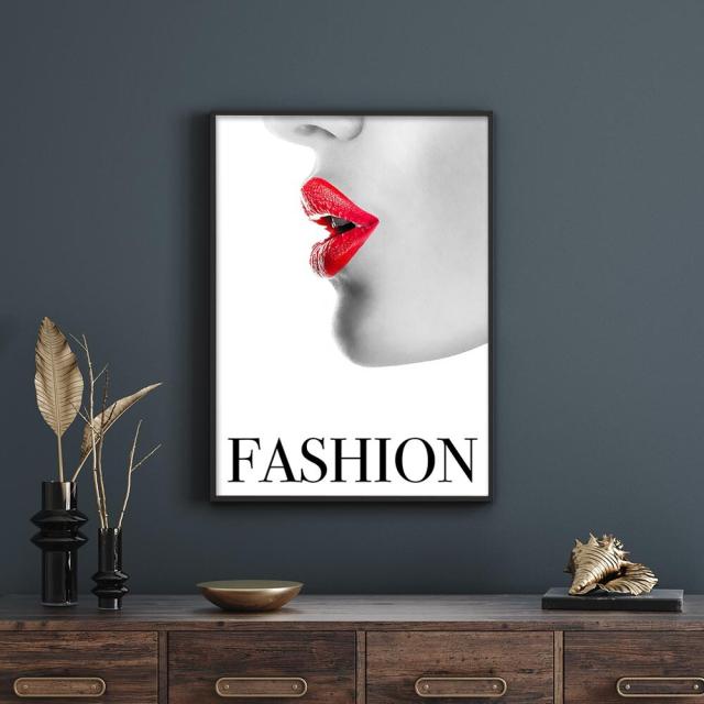 アートポスター A3 サロン アパレル系内装 カウンター装飾に Fashion Icon女性 モード リップ 唇 送料無料-1