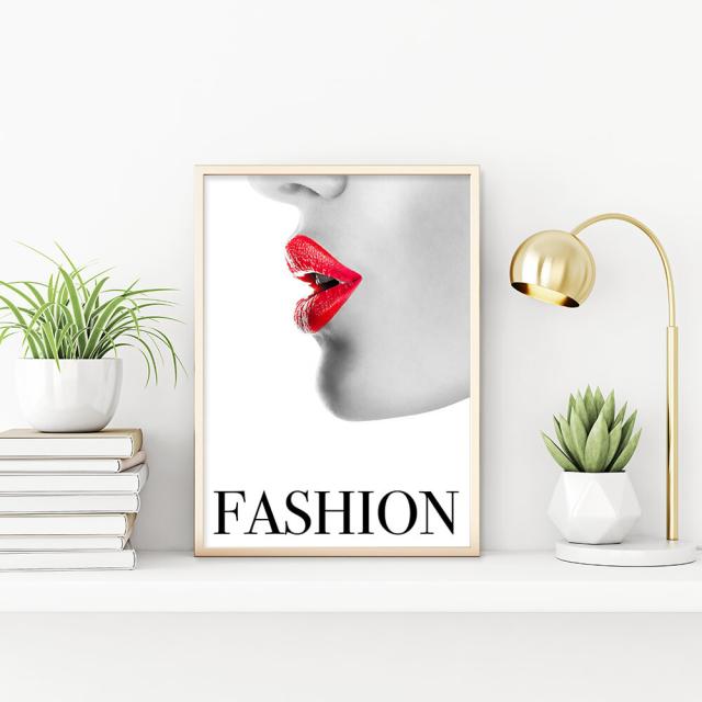 アートポスター A3 サロン アパレル系内装 カウンター装飾に Fashion Icon女性 モード リップ 唇 送料無料-2