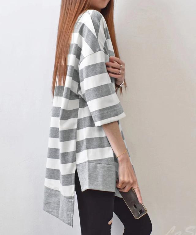 ビッグTシャツ ボーダー柄 ゆったり夏t 送料無料 即日発送-6