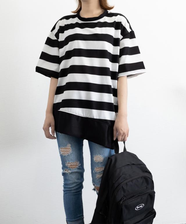 ビッグTシャツ ボーダー柄 ゆったり夏t 送料無料 即日発送-8