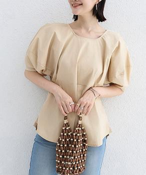 パフスリーブ ブラウス 半袖 レディース 送料無料 即日発送-2