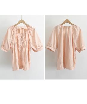 半袖シャツブラウス シャーリングトップス 送料無料 即日発送-8