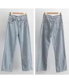 フリンジ デニムパンツ ハイウエスト美脚 送料無料 即日発送-2