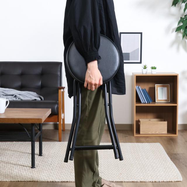 折りたたみスツール PU 4脚セット 送料無料-15