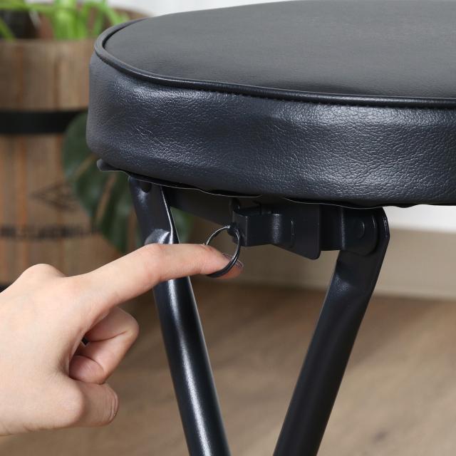 折りたたみスツール PU 4脚セット 送料無料-16