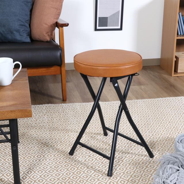 折りたたみスツール PU 4脚セット 送料無料-3