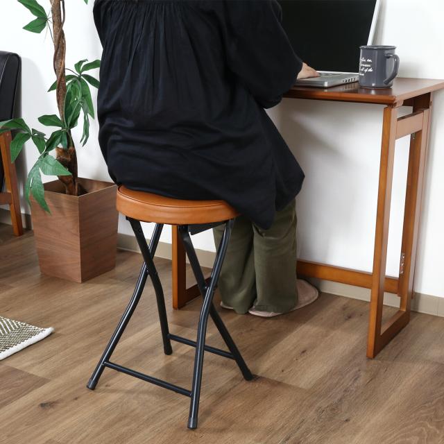 折りたたみスツール PU 4脚セット 送料無料-5