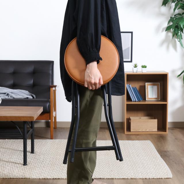 折りたたみスツール PU 4脚セット 送料無料-7