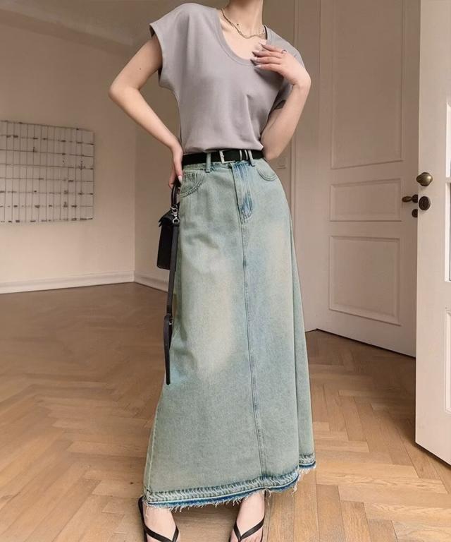 カットオフデザインデニムスカート 送料無料 即日発送-1