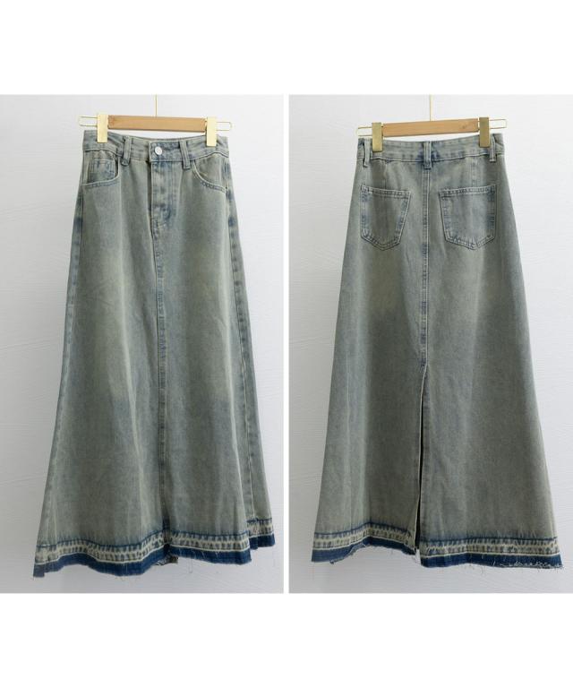 カットオフデザインデニムスカート 送料無料 即日発送-2