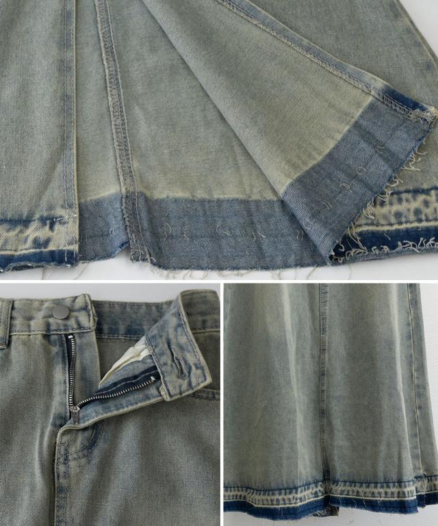 カットオフデザインデニムスカート 送料無料 即日発送-3