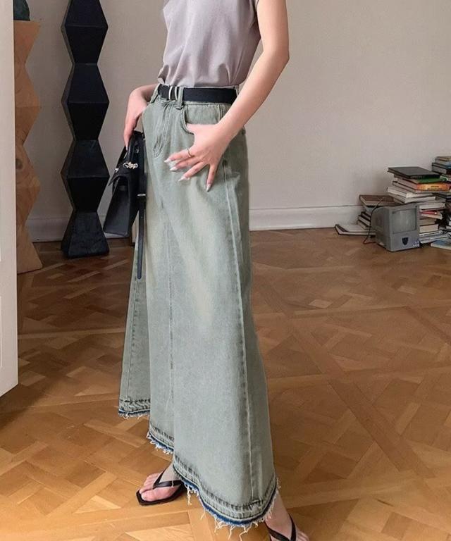 カットオフデザインデニムスカート 送料無料 即日発送-5