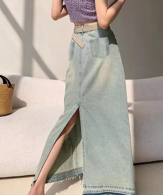 カットオフデザインデニムスカート 送料無料 即日発送-6