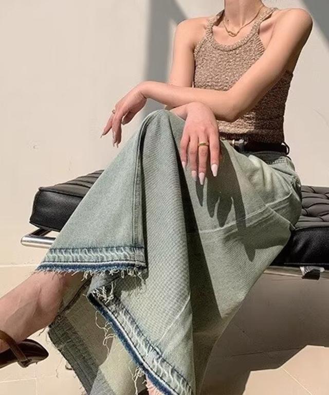 カットオフデザインデニムスカート 送料無料 即日発送-7