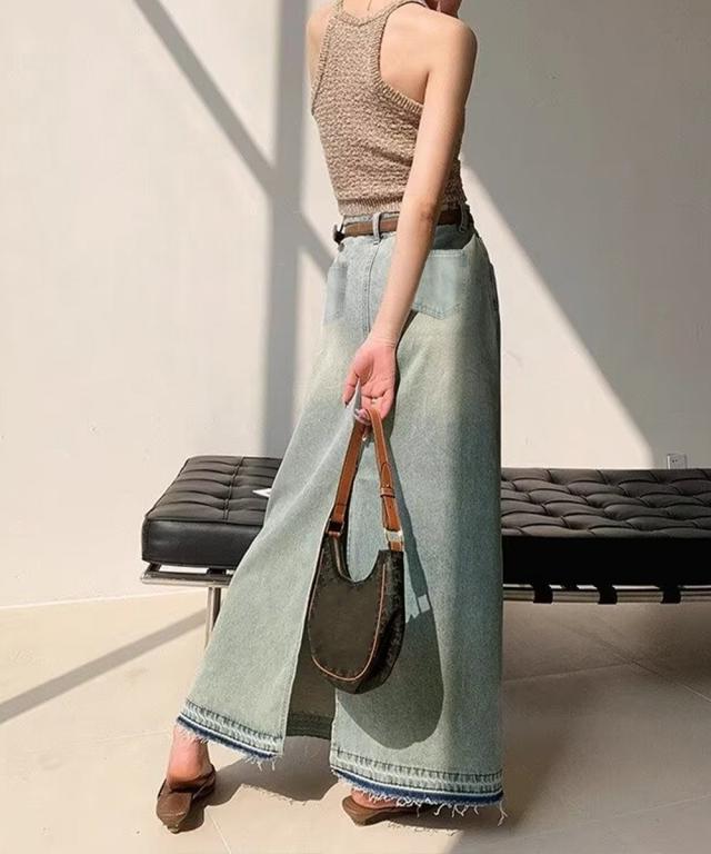 カットオフデザインデニムスカート 送料無料 即日発送-8