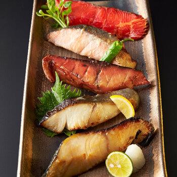 静岡 焼津いまる井川商店 漬け魚4種セット 本鰆×4 銀だら×2 メカジキ×2 まぐろ×2 まぐろハラモ×2 送料無料-3