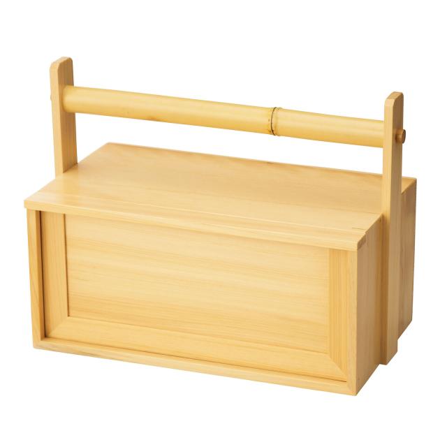 和食器 桧 岡持弁当 二段 透かし無し 引出浅型 日本製 送料無料-1