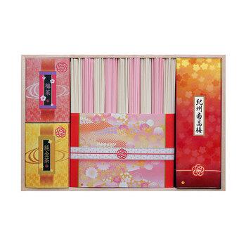 優雅 〜紅白うどんの詰合せ〜 讃岐うどん5束 梅うどん4束 純金茶 紀州南高梅 送料無料-1