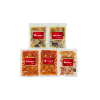 東京 赤坂四川飯店 監修 3種セット 乾焼蝦仁 八宝菜 酢豚　乾焼蝦仁（エビチリソース）150g、本格八宝菜150g×各2、酢豚150g×1 送料無料-1