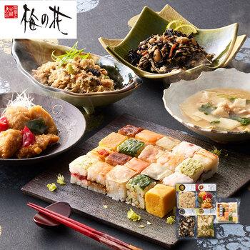 梅の花 なみはや寿司と4種の和惣菜セット おから煮 ひじき煮 和風あん 黒酢あん 送料無料-0