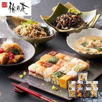 梅の花 なみはや寿司と4種の和惣菜セット おから煮×2 ひじき煮×2 和風あん×2 黒酢あん×2 送料無料-0