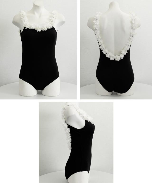 フラワーモチーフ オールインワン 水着 送料無料 即日発送-2