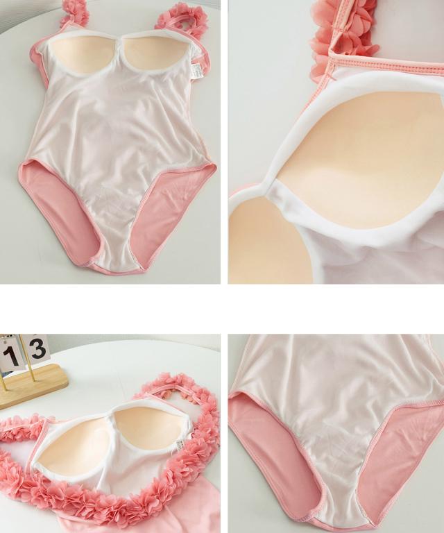 フラワーモチーフ オールインワン 水着 送料無料 即日発送-3