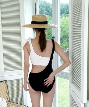 モノトーンリボンショルダーワンピース水着 送料無料 即日発送-9