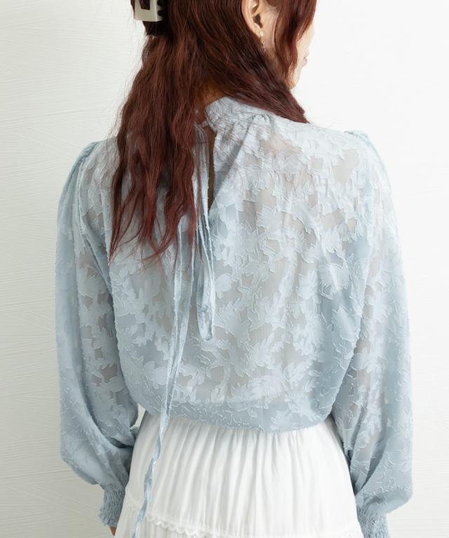 シアーブラウス バルーンスリーブ 送料無料 即日発送-9