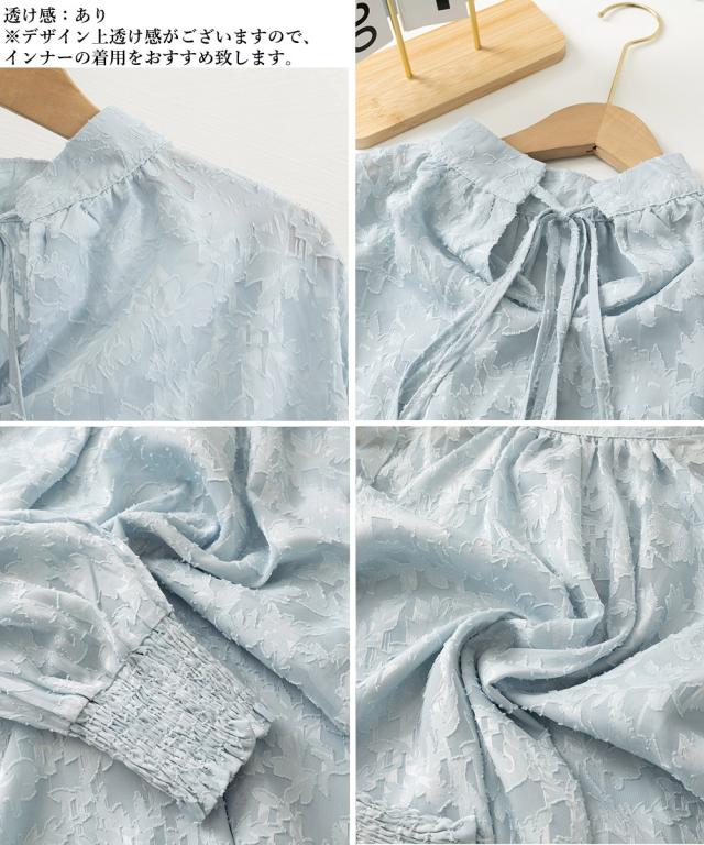 シアーブラウス バルーンスリーブ 送料無料 即日発送-3