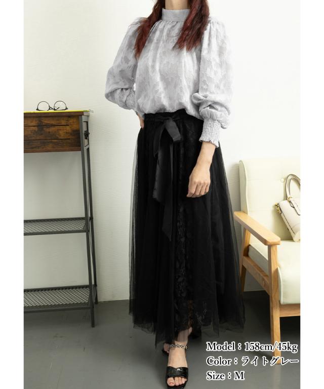 シアーブラウス バルーンスリーブ 送料無料 即日発送-7