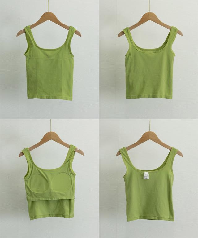 カップ付きタンクトップ ショート丈 夏服 送料無料 即日発送-2