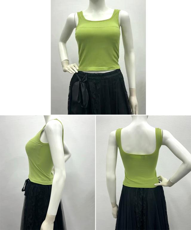 カップ付きタンクトップ ショート丈 夏服 送料無料 即日発送-4