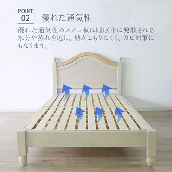 シングルベッドフレーム ホワイト 北欧風 フレンチカントリー 送料無料-4