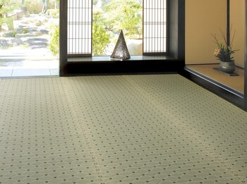 国産柄上敷き 本間3畳　花ござ ダイヤ 送料無料-0