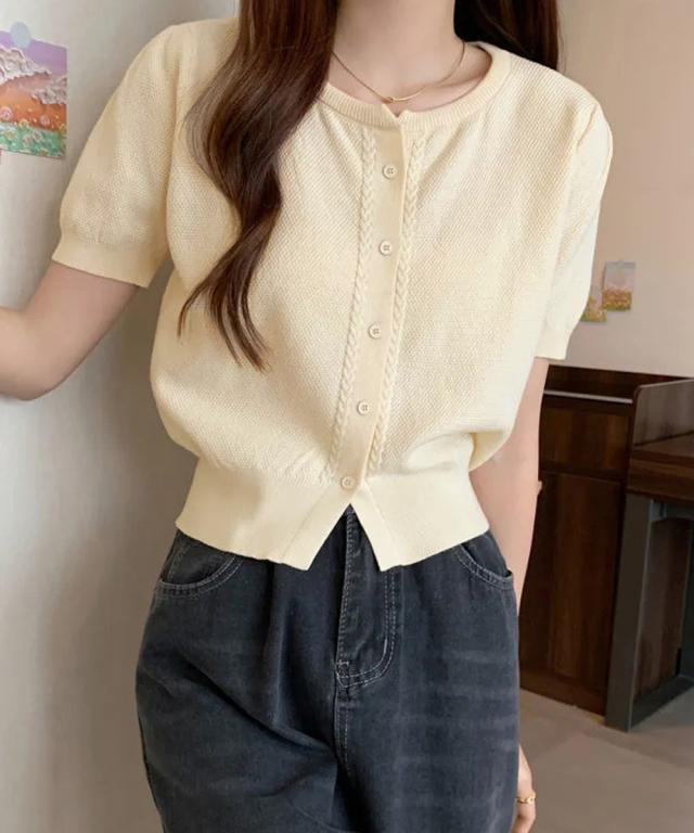 ニットカーディガン きれいめ 無地 大人 送料無料 即日発送-5