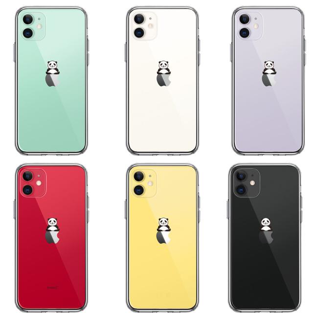 iPhone11 ケース クリア おすわり パンダ スマホケース 側面ソフト 背面ハード ハイブリッド 送料無料-1