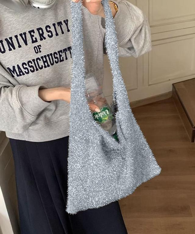 ニットトートバッグ ラメシャギー 送料無料 即日発送-3