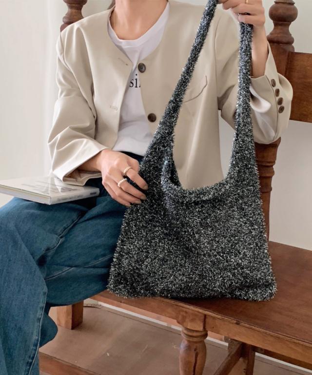 ニットトートバッグ ラメシャギー 送料無料 即日発送-4