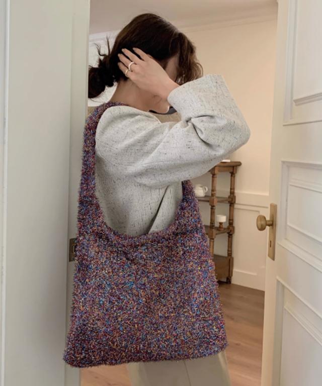 ニットトートバッグ ラメシャギー 送料無料 即日発送-6