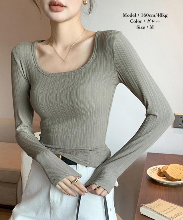 長袖Tシャツ レディース スクエアネック SK21297831-1319 送料無料 即日発送-4