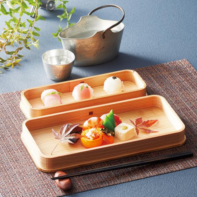 和食器 木曽杉 長方皿 EXポリマー塗装 スリム 日本製 送料無料-1