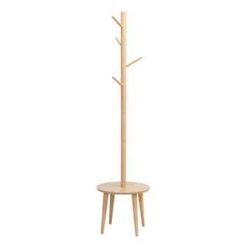 シェルフ付ポールハンガー 北欧 収納 コートハンガー 木製 棚付 ナチュラル 子供部屋 天然木 送料無料-12