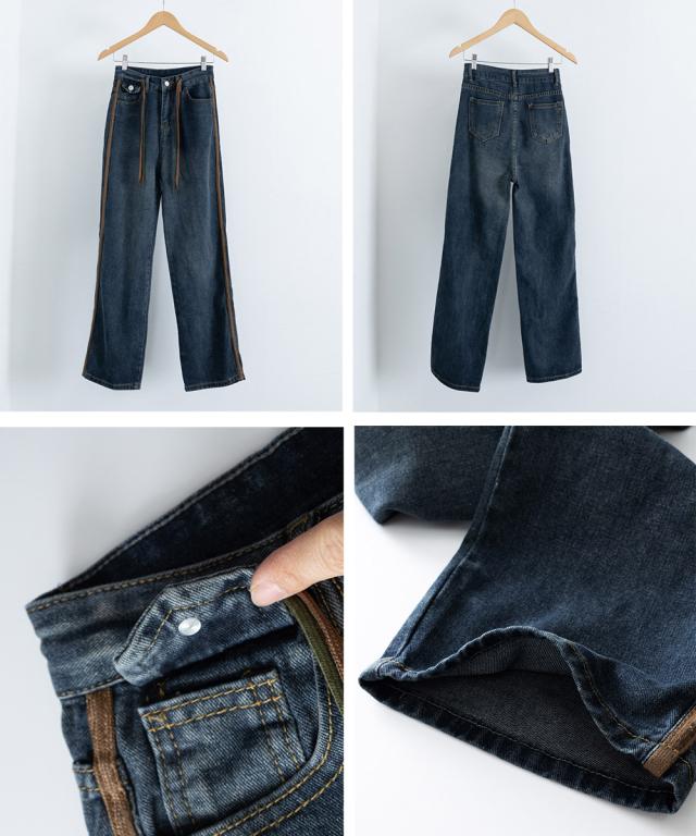 デニムパンツ 長ズボンハイウエスト美脚 送料無料 即日発送-2